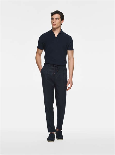 Pure linen trousers with drawstring