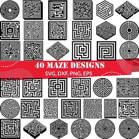 Labyrinth Svg Bundle Maze Svg Maze Dxf Maze Png Labyrinth Dxf