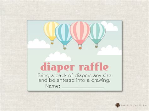 Hot Air Balloon Diaper Raffle Diaper Raffle Ticket Diaper Raffle Sign