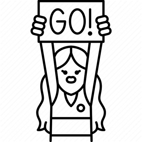 cheerleader board support cheerful cheering icon