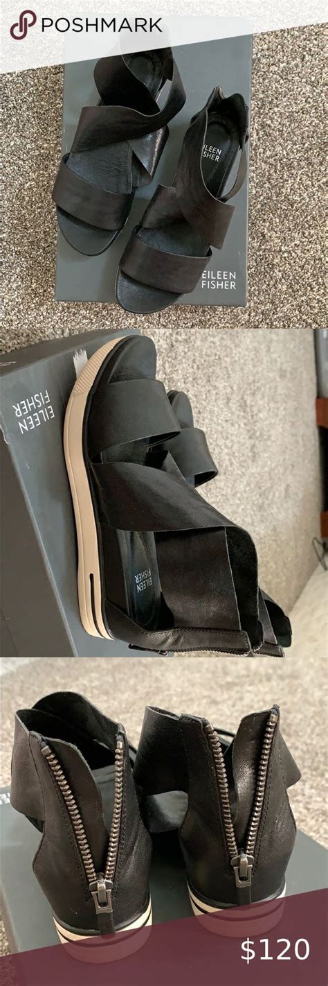 Eileen Fisher Black Leather Sandals Black Leather Sandals Leather