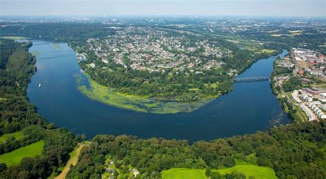 Luftbild Heisingen Uferbereiche am Ruhr Flußverlauf in Heisingen im