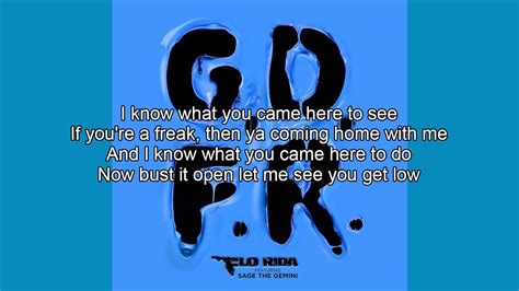 Flo Rida Gdfr Ft Sage The Gemini And Lookas Lyrics Youtube