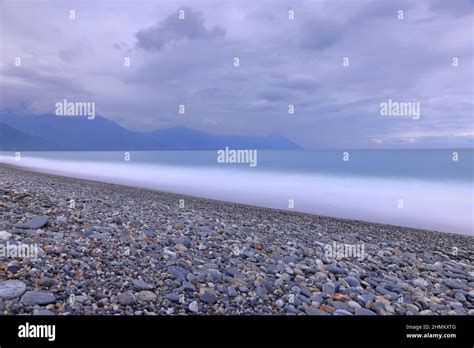 Qixingtan Beach Beautiful Scenic Of Ocean With Stone Covered Beach