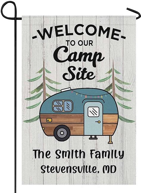 Amazon Personalized Camping Garden Flag Welcome To Our Campsite