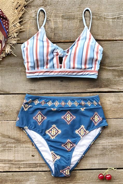 Bikini Nou Imprim Rouge Et Bleu Cupshe France