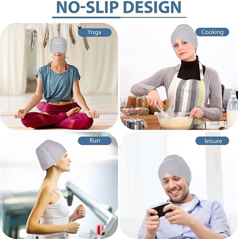 Headache Relief Cap Migraine Hat For Cold Hot Therapy Gel Ice Pack For Headaches Grey