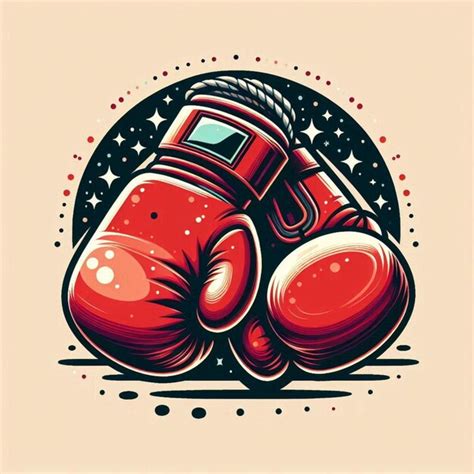 Un Dibujo De Un Guante De Boxeo Rojo Con Estrellas Y Un Fondo Negro