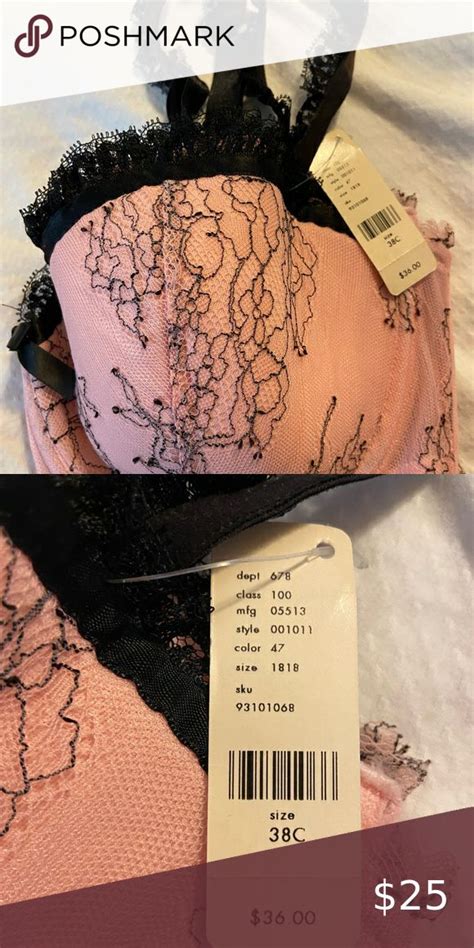 Womans Cacique Pink And Black Lace Bra 30c Nwt Black Lace Bra Lace