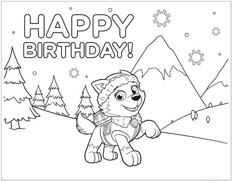 Paw Patrol Happy Birthday Coloring Page Free Printable Coloring Pages