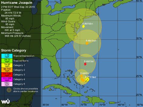 Map: Hurricane Joaquin currently forecast on a path approaching NC coast as Category 2 storm ...