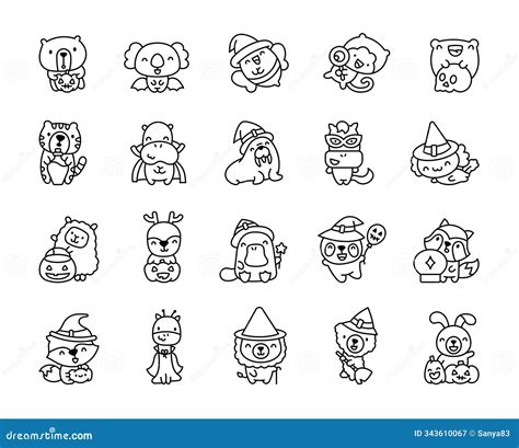 Halloween Kawaii Set Of Fantasy Character Portraits Cartoon Vector