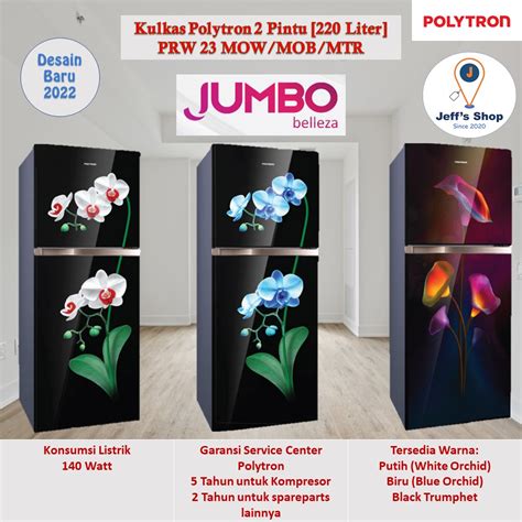 Jual Kulkas Polytron 2 Pintu 220 Liter Jumbo Belleza PRW 23 MOW MOB