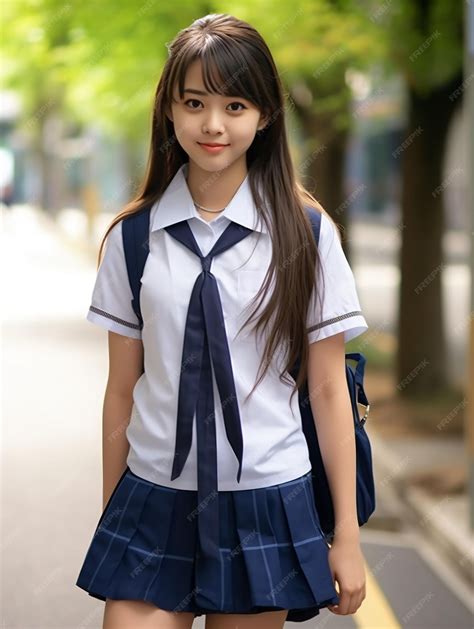Premium AI Image | Japanese Schoolgirl Elegance HalfBody Portrait