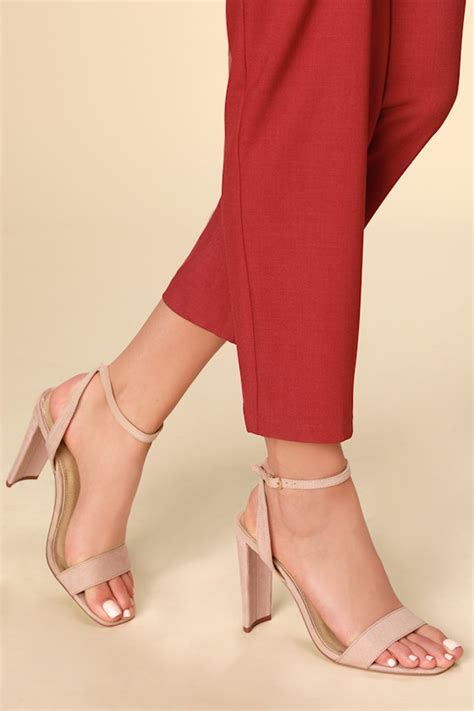 Chic Nude Suede Heels Ankle Strap Heels Vegan Shoes Lulus