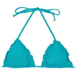 Blauer Lurex Triangel Bikini Mit Gewelltem Rand Soutien Radiante Azul Frufru Bikini BRASIL Shop