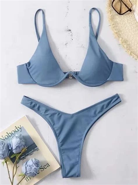 V Bar Bikini Female Swimsuit Underwired Women Swimwear Two Piece V Shape Wire Bikini Set Bather