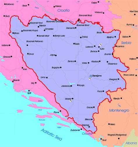 Mapa político detallada de Bosnia y Herzegovina con las principales