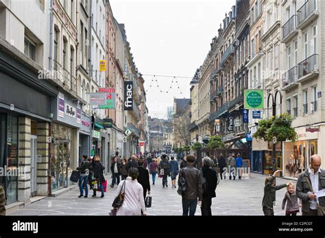 Shops On The Main Shopping Street In The City Centre Lille Stock Photo