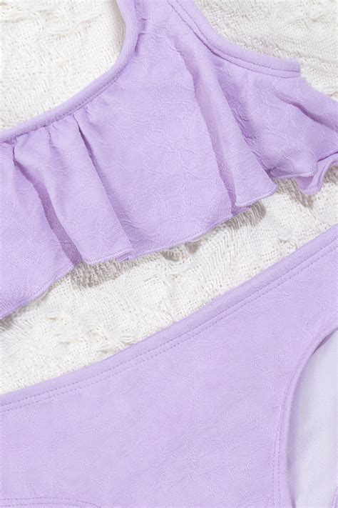 Girls Vapor Wave Floral Ruffled Bikini Set
