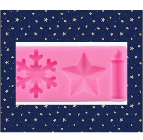 Molde De Silicone Floco De Neve Vela E Estrela Mercadolivre