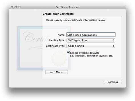 Creating a Self-signed Code Certificate for XCode - bd808.com