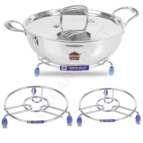 URBAN KRAFT Stainless Steel Hot Pot Holder Round Trivets For Dining Table Stand For Hot