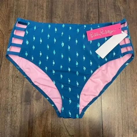 Lilly Pulitzer Macaw Blue Coconut Row Dot Swimsuit Bikini Bottom Size Nwt New With Tags