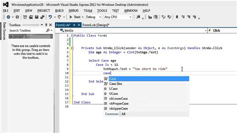 Select Case VB Net Visual Basic Tutorial YouTube