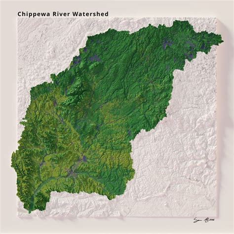 Topographic Relief Map Of The Chippewa River Watershed Oc Reauclaire