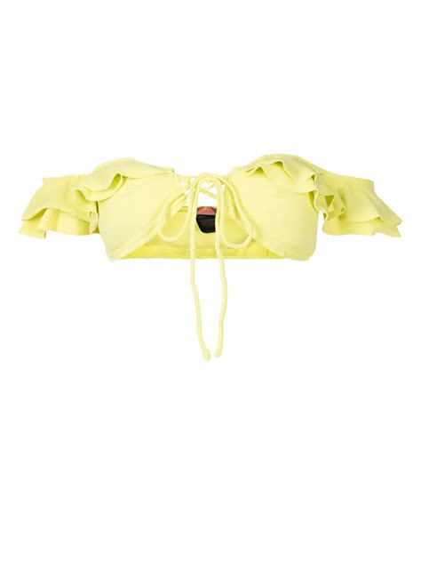 Clube Bossa Hopi Ruffled Bikini Top Yellow FARFETCH UK