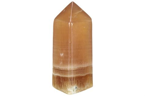 38 Polished Banded Honey Calcite Obelisk 217056 For Sale