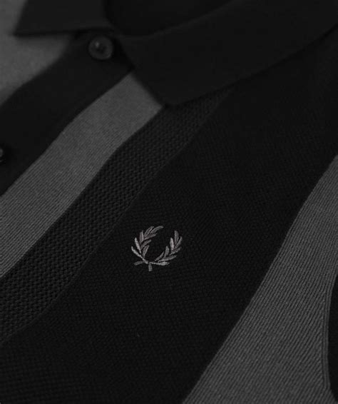 Fred Perry Black Knitted Striped Polo Shirt Jules B