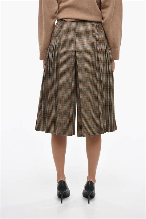 Celine Pleated Houndstooth Gaucho Pants Women Glamood Outlet