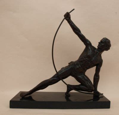 Bronze Male Nude Art Deco Sculpture Le Bendeur Roncourt