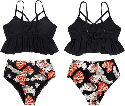 Jurebecia Famille Assorti Maillot de Bain à Volants Deux pièces Bikini