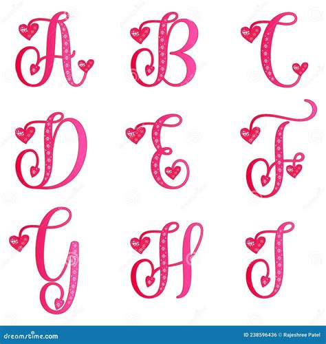 Heart Alphabets Jklmnopqr Characters Pink Letters Collection Love Is