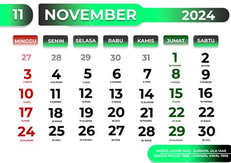 Templat Desain Kalender 2024 November Kalender 2024 Kalender November