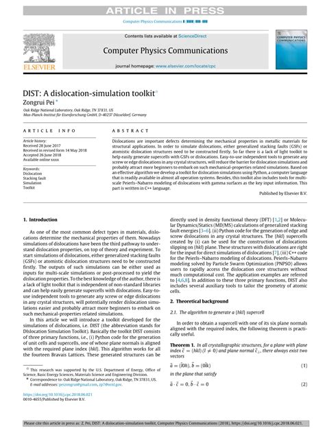 (PDF) DIST: A Dislocation-Simulation Toolkit