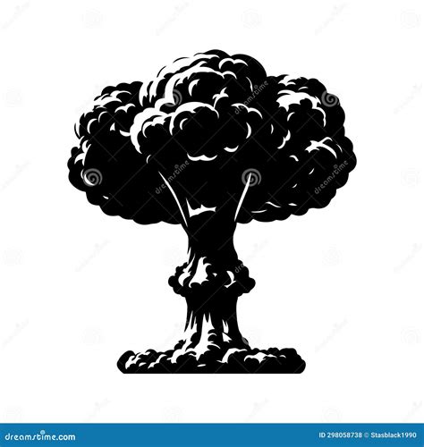 Nuclear Explosion Mushroom Cloud Icon. Atomic Bomb War Silhouette