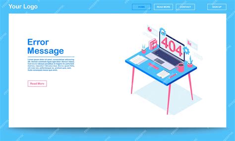 premium vector error message isometric landing page template