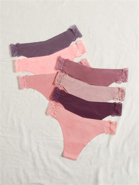 7pack Contrast Lace Panty Set Shein Eur