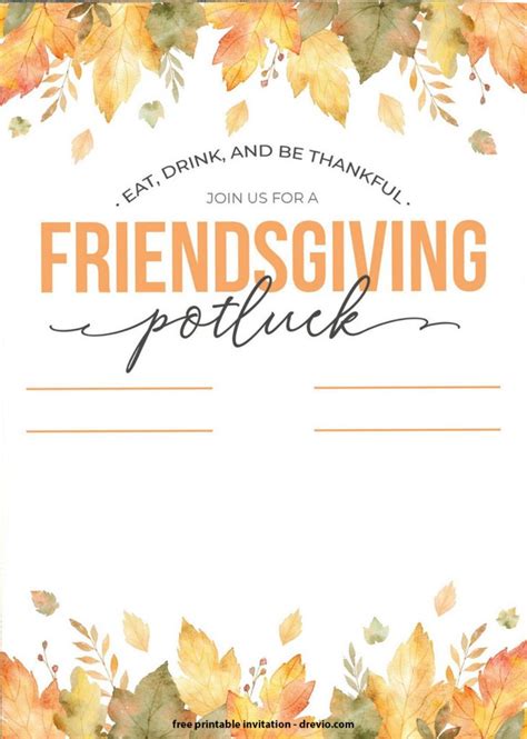 FREE Thanksgiving Potluck Invitation Templates - FREE Invitation ...