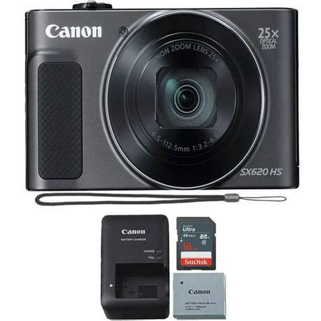 Canon PowerShot SX620 HS 20.2MP 25x Zoom WiFi / NFC Full HD 1080p Digital Camera (Black) with ...