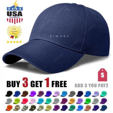 Plain Baseball Cap Solid Blank Curved Visor Hat Ball Army Men Women