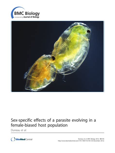 PDF Sex Specific Effects Of A Parasite Evolving In A Female Biased