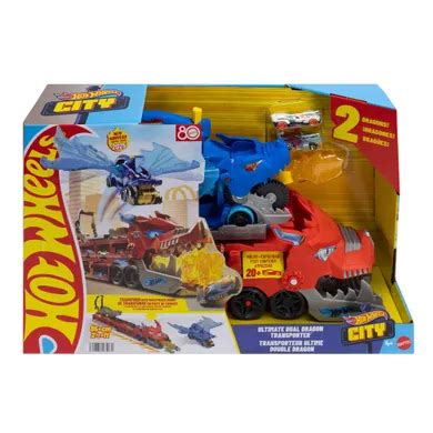 Hot Wheels City Ultimate Dual Dragon Transporter Set De Joaca Scara
