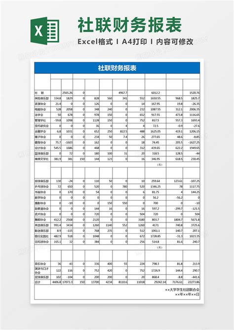 大学社联财务报表excel模板下载财务图客巴巴