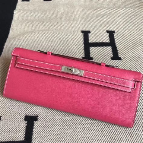 Elegant Hermes Epsom Calfskin Leather Kelly Cut Evening Bag In Rose