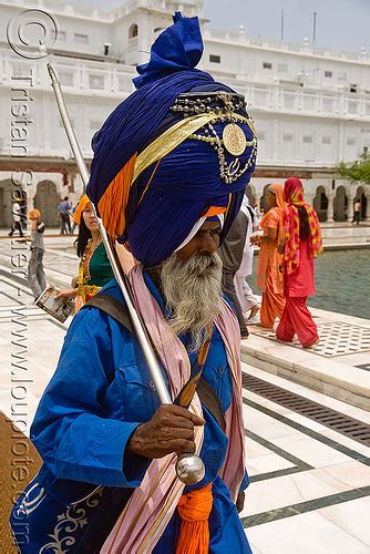 Nihang Singh Sikh Guard At The Golden Temple Amritsar India